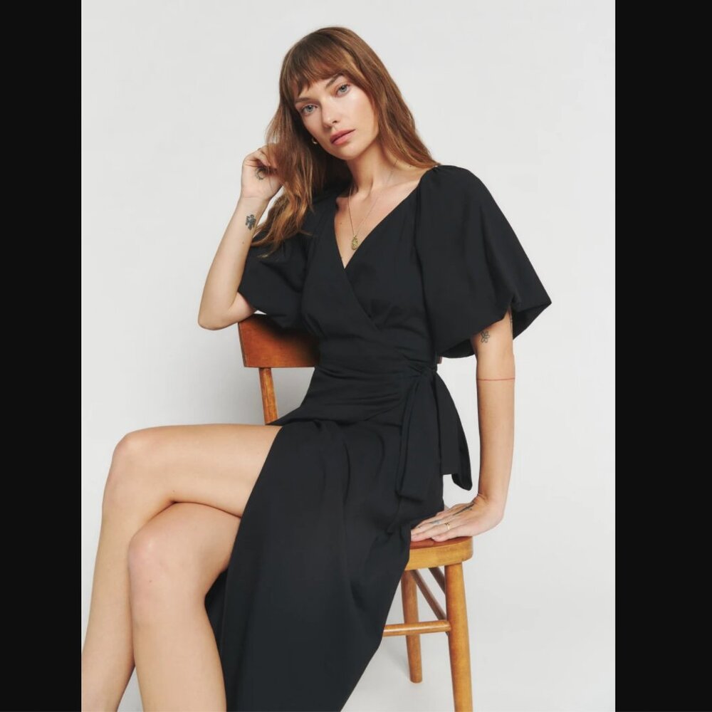 Reformation Olea Dress Black Size L